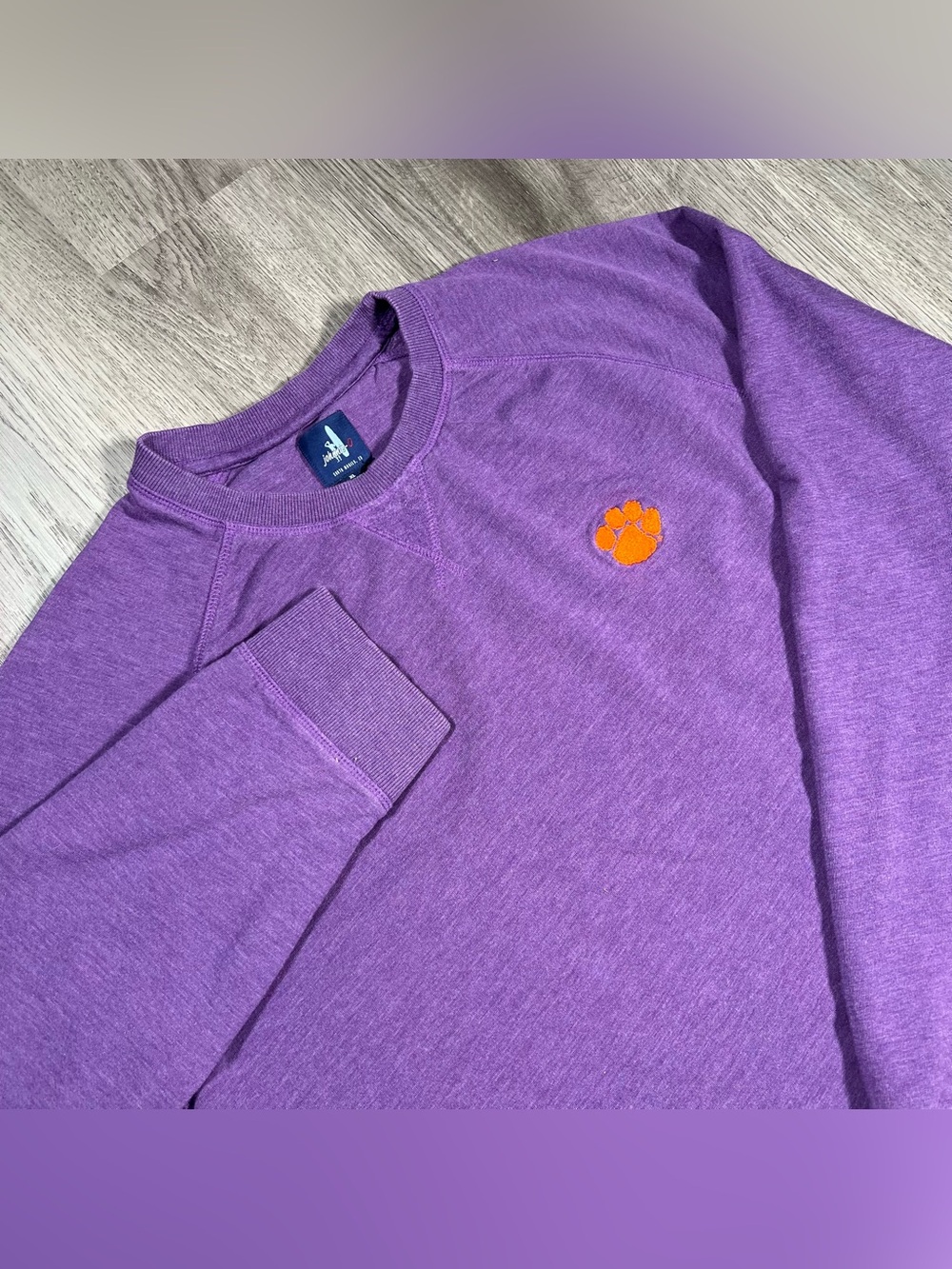 Johnnie O Purple Clemson Freeman Fleece Crewneck Pullover Sweatshirt Mens XL